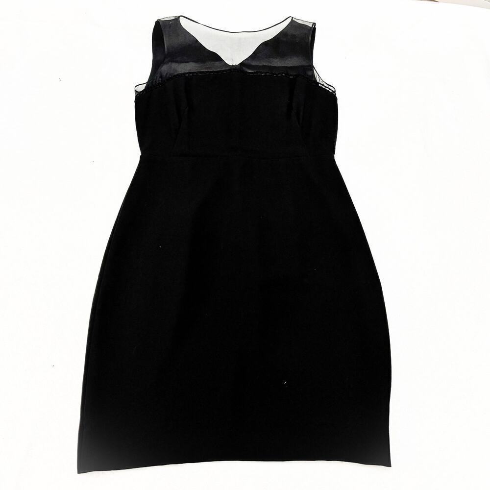 Max Mara LBD Italy Sleeveless Cocktail Dress Sheer Neckline Size S/M
